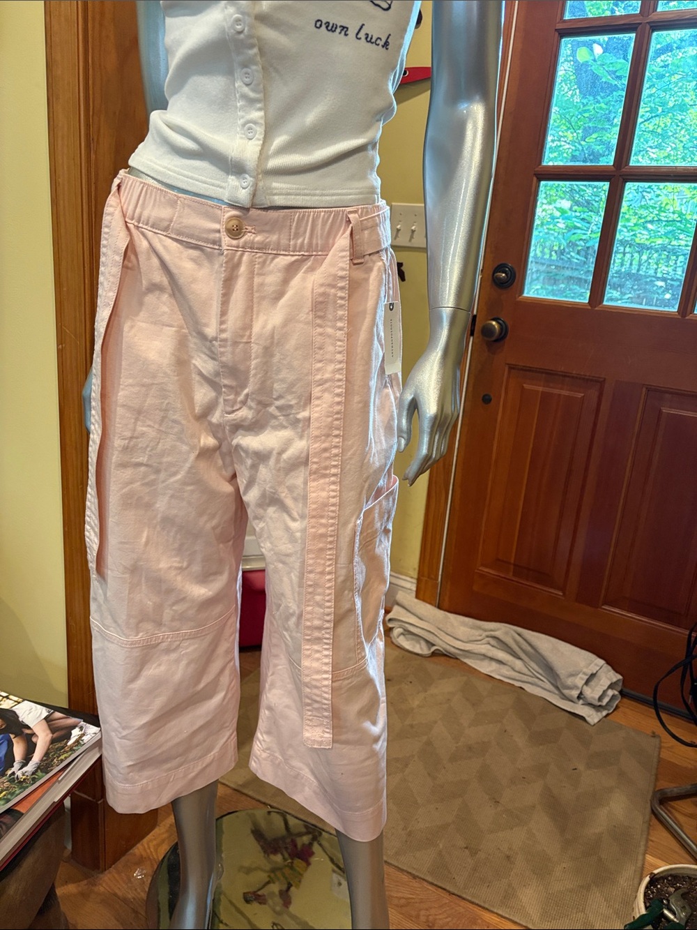 NWT Anthropologie Light Pink Crop Cargo Pants